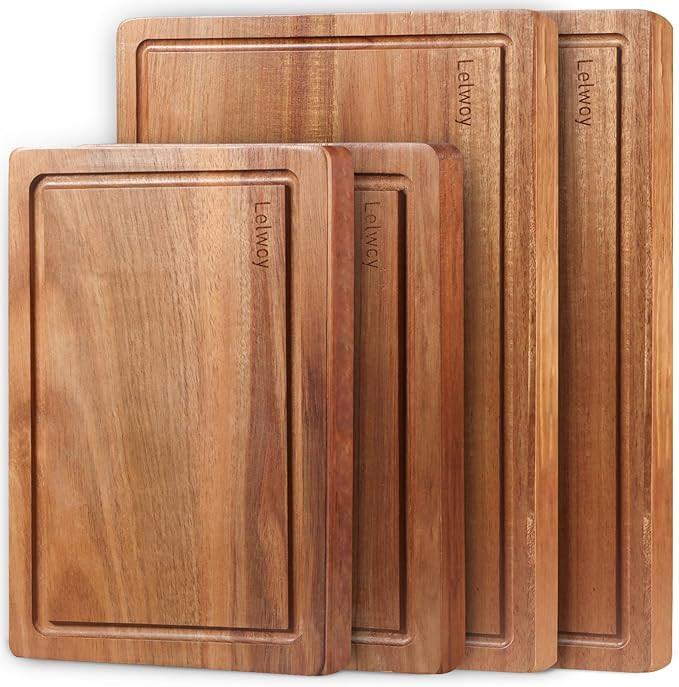 Wood Cutting Boards for Kitchen, Large Cutting Board Set of 4, Wooden Cutting Boards with Juice G... | Amazon (US)