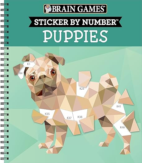 Brain Games - Sticker by Number: Puppies (14 Images to Sticker)      Spiral-bound – October 16,... | Amazon (US)