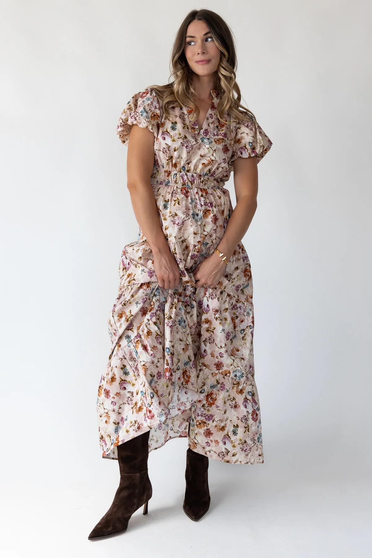 Britton Ecru Floral Maxi Dress | JO+CO