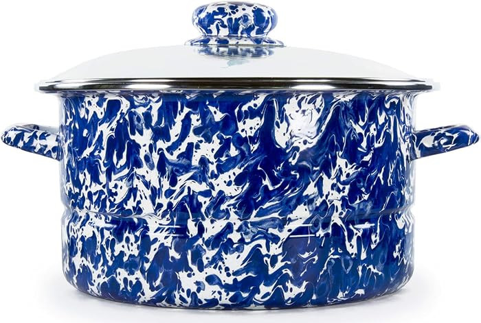 Golden Rabbit Enamelware Soup or Stock Pot, 6 quart, Cobalt Swirl | Amazon (US)