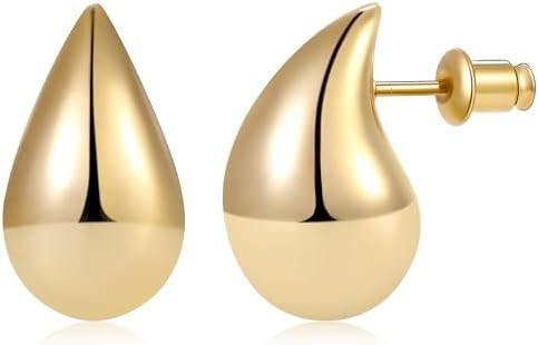 Gacimy Teardrop Earrings Dupes for Women 14K Gold Plated, Chunky Drop Earrings for Women with 925... | Amazon (US)