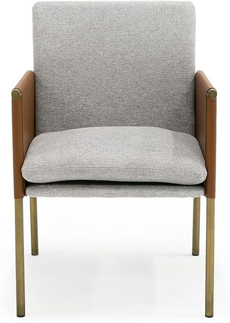 Limari Home Wilbert Collection Modern Fabric Upholstered Dining Chair with Antique Brass Legs, Wh... | Amazon (US)