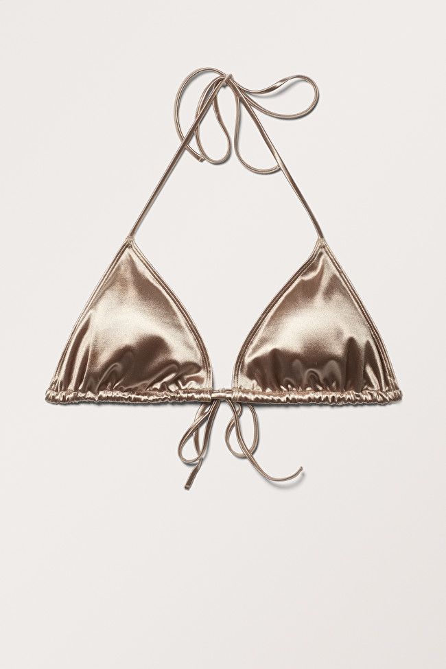 Strappy Metallic Triangle Bikini Top | Monki