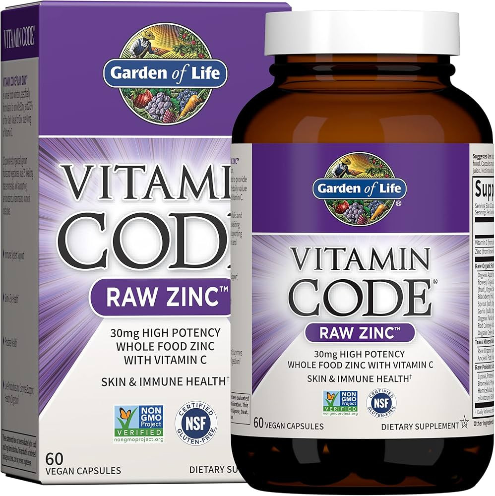 Garden of Life Zinc Supplements 30mg High Potency Raw Zinc and Vitamin C Multimineral Supplement,... | Amazon (US)