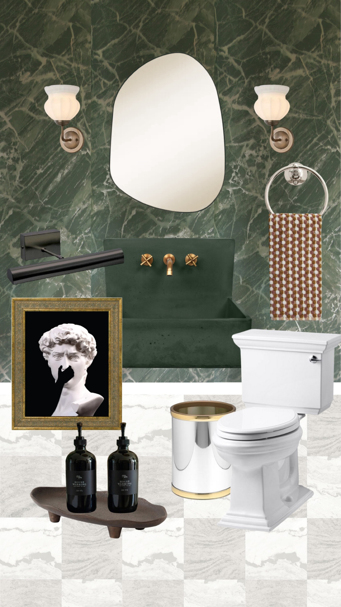 When I was thinking about how I would design a powder bath with our new CLJ x WallPops Jade Jasper peel-and-stick I loved the dramatic effect that this wallpaper created. When searching for the pieces to add to this room, I stumbled upon this green sink which adds so well to the overall feel that the wallpaper evokes. 🖤 



#LTKStyleTip #LTKHome #LTKU