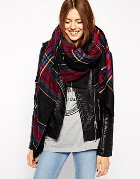 ASOS Oversized Black Check Square Scarf | ASOS US