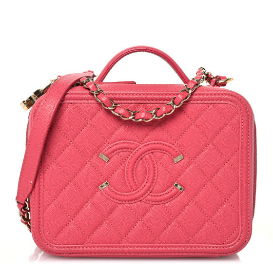 Caviar Quilted Medium CC Filigree Vanity Case Pink | FASHIONPHILE (US)