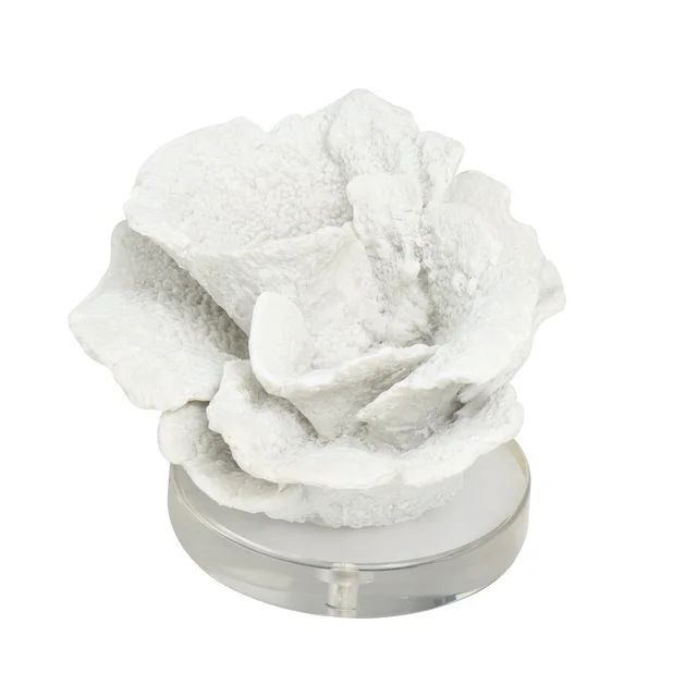 6" x 4" White Polystone Small Textured Coral Sculpture with Clear Acrylic Base, by DecMode | Walmart (US)