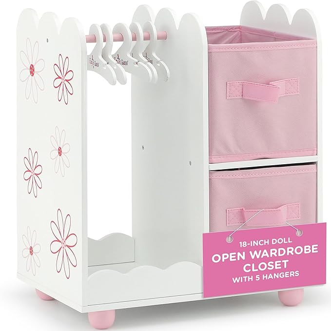 Emily Rose 18 Inch Doll Open Clothes Storage Closet – Fits Doll Clothes & Accessories – Woode... | Amazon (US)
