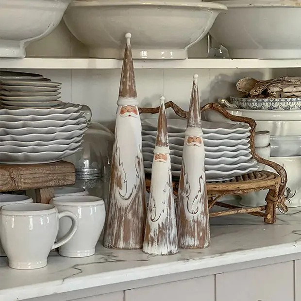 Distressed Cone Santa Figurine Set of 3 | Antique Farm House