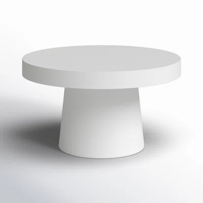 Ladislava 32" Wide Round Fiberstone Coffee Table with Pedestal Base – Indoor Outdoor Center Tab... | Wayfair North America
