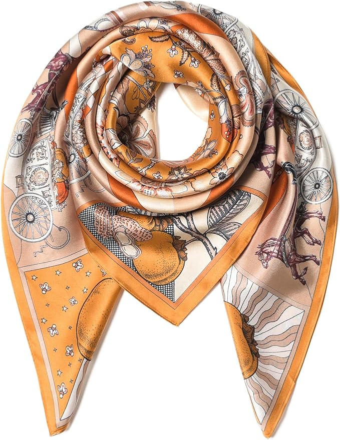 100% Pure Mulberry Silk Scarf 35" Large Square Lightweight Headscarf –Women’s Hair Wraps The ... | Amazon (US)