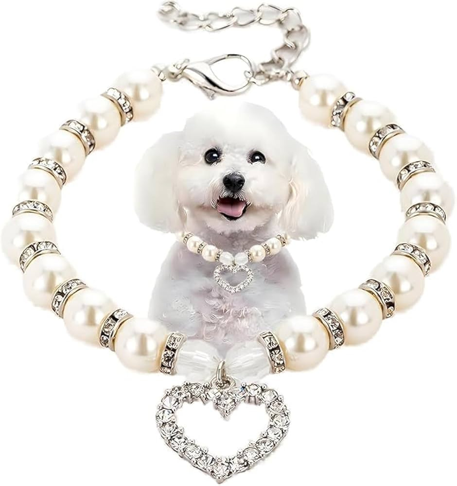 Diamond Dog Pearls Necklace, Fancy Cat Wedding Collar Jewelry for Small Dogs Puppy Girl's Pet Col... | Amazon (US)