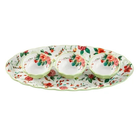 The Pioneer Woman Painted Meadow 4-Piece Ceramic Dip Bowl Set with Serving Tray Platter | Walmart (US)