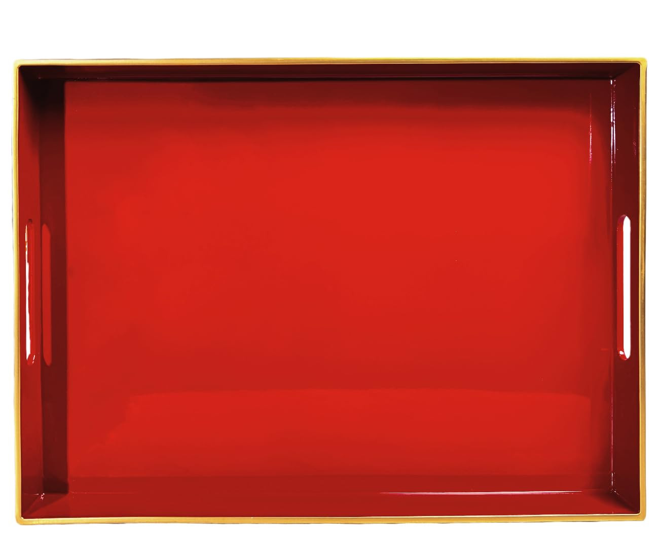 Large Red Rectangular Decorative Tray – Plastic Serving Tray with Handles for Coffee Table, Ott... | Amazon (US)