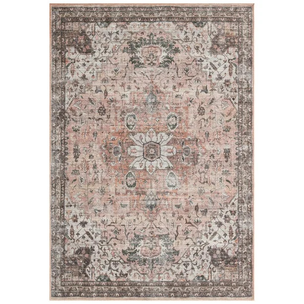 Everwash Callaghan Esther Bohemian Medallion Machine Washable Area Rug 5'2"x7'2", Rust - Walmart.... | Walmart (US)