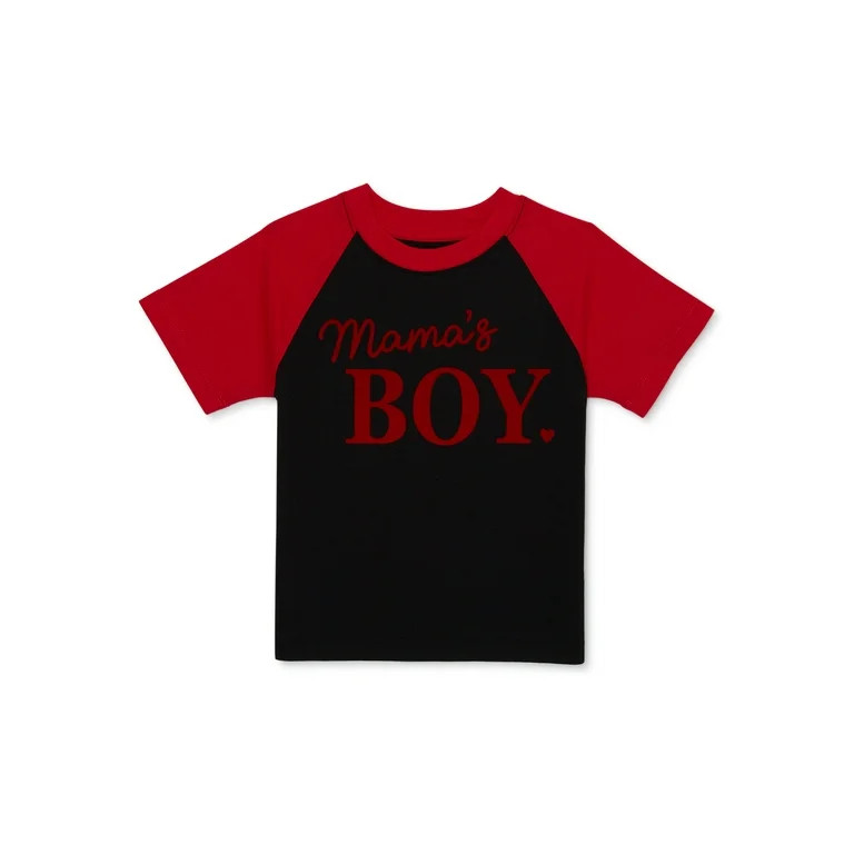 Valentine's Day Toddler Boys Short Sleeve Raglan Graphic Tee, Sizes 12M-5T | Walmart (US)