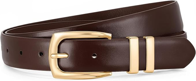 WHIPPY Women's Leather Belts for Jeans Pants Fashion Ladies Belt Gold Buckle Belts for Women | Amazon (US)