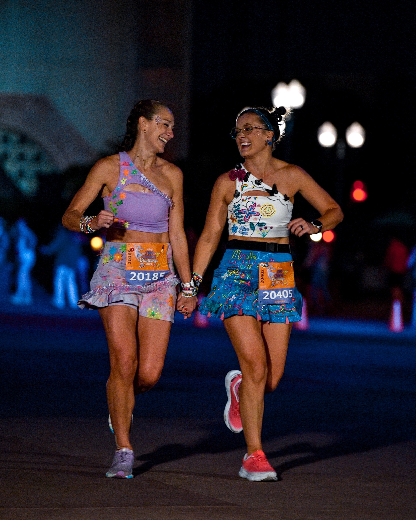 Mirabel and Isabella runDisney running costumes!

These costumes were a labor of love. We got solid, one shoulder sports bras and athletic skirts and decorated them using fabric puff paint!

These skirts run true to size. They are super cute but kind of thin. Also the pockets don’t hold much so prepare to bring a running belt. 

The sports bras are great for those less endowed. I would say they are medium support!

#LTKfitness