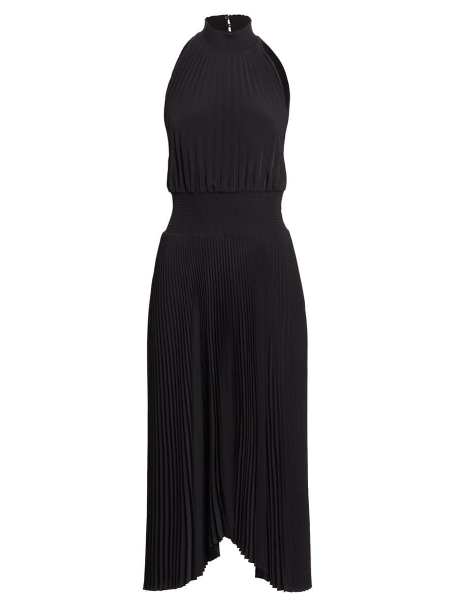 Renzo Plissé Halter Midi Dress | Saks Fifth Avenue