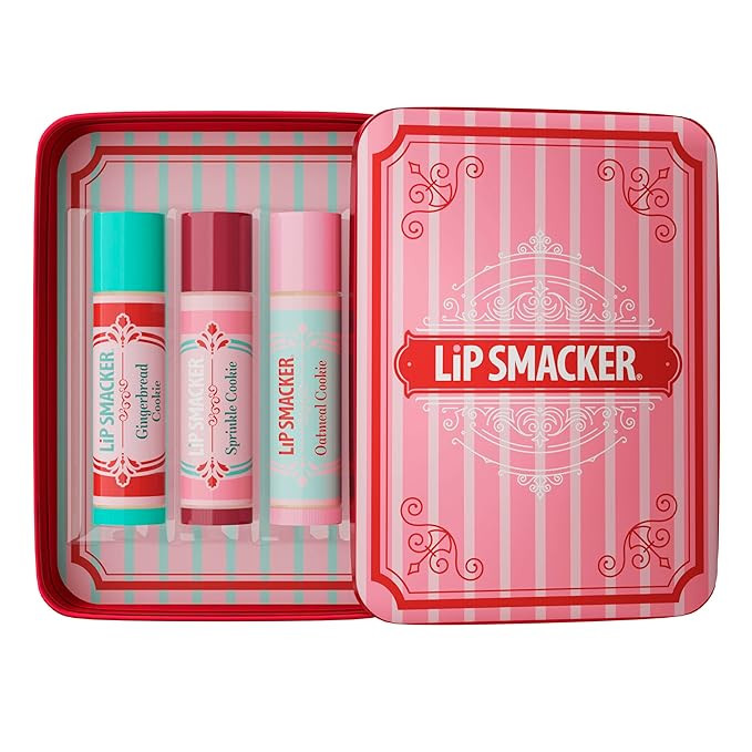 Lip Smacker Holiday Lip Balm Trio Tin – Gingerbread Cookie, Sprinkle Cookie & Oatmeal Cookie, F... | Amazon (US)
