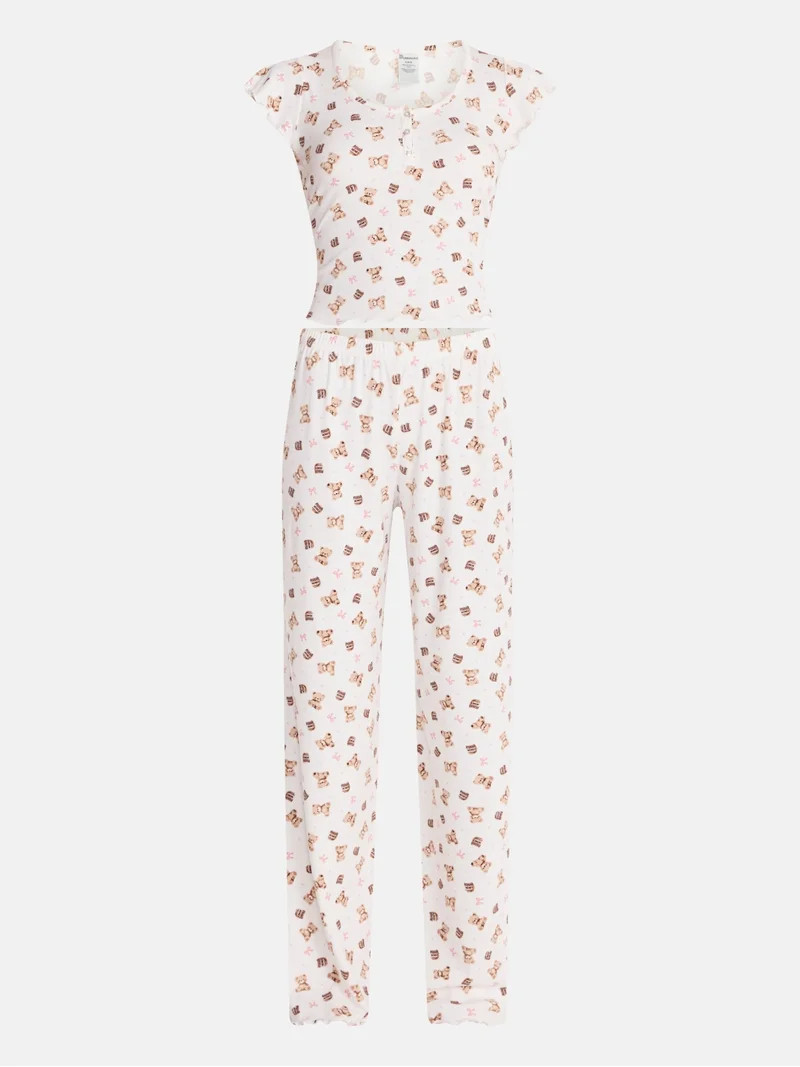 No Boundaries Henley Top and Pants Sleep Set, 2-Piece, Women's XS-XXL | Walmart (US)
