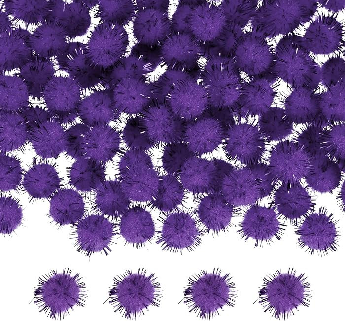 M METERXITY 100-Pack Glitter Pom Pom Balls, 0.6 in/1.5 cm Mini Tinsel Sparkle Balls for Arts/DIY ... | Amazon (US)