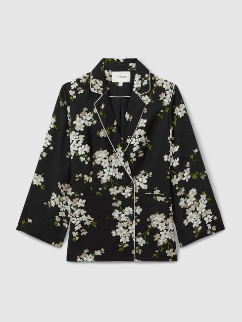 Florere Relaxed Double Breasted Black Blazer in Black | Reiss UK