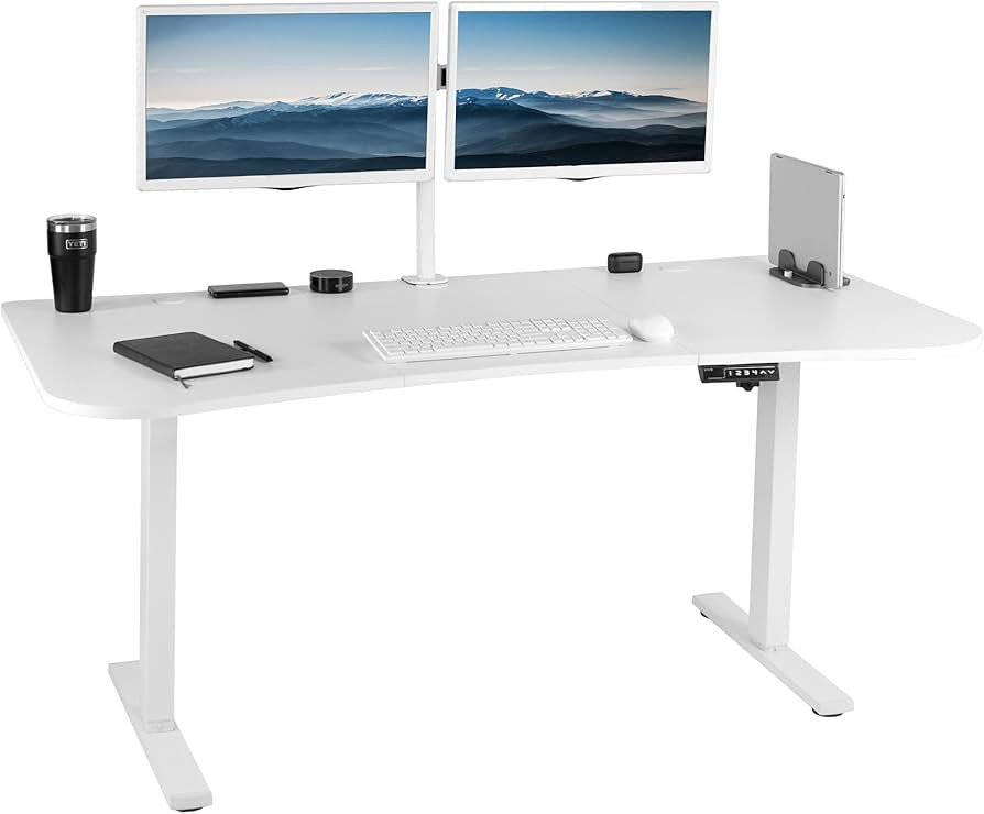 VIVO Electric Height Adjustable 63 x 32 inch Stand Up Desk, White Table Top, White Frame, Standin... | Amazon (US)