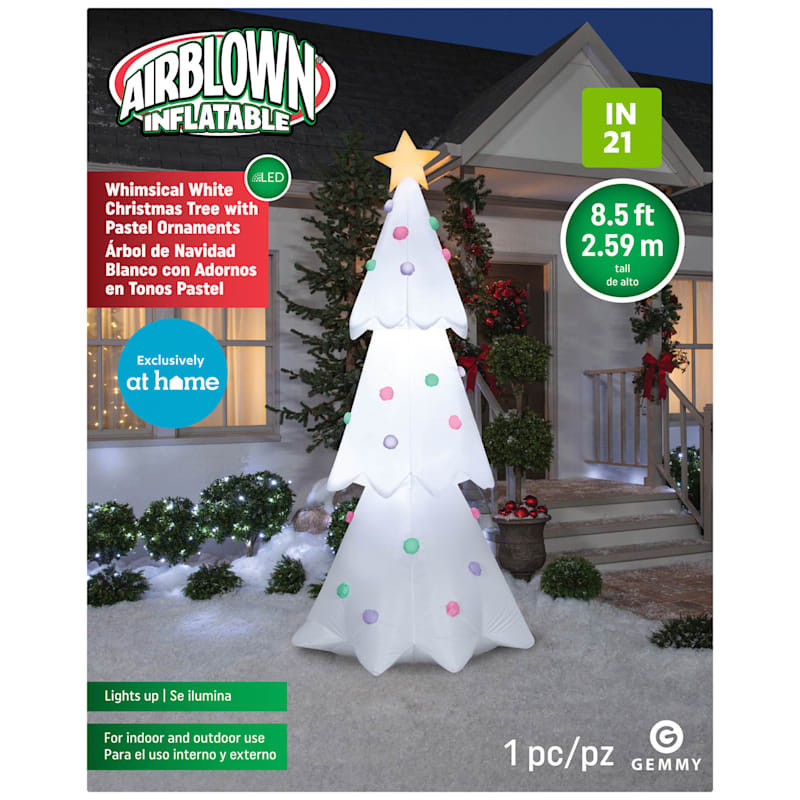 Mrs. Claus' Bakery Inflatable White Christmas Tree with Ornaments, 8' | At Home