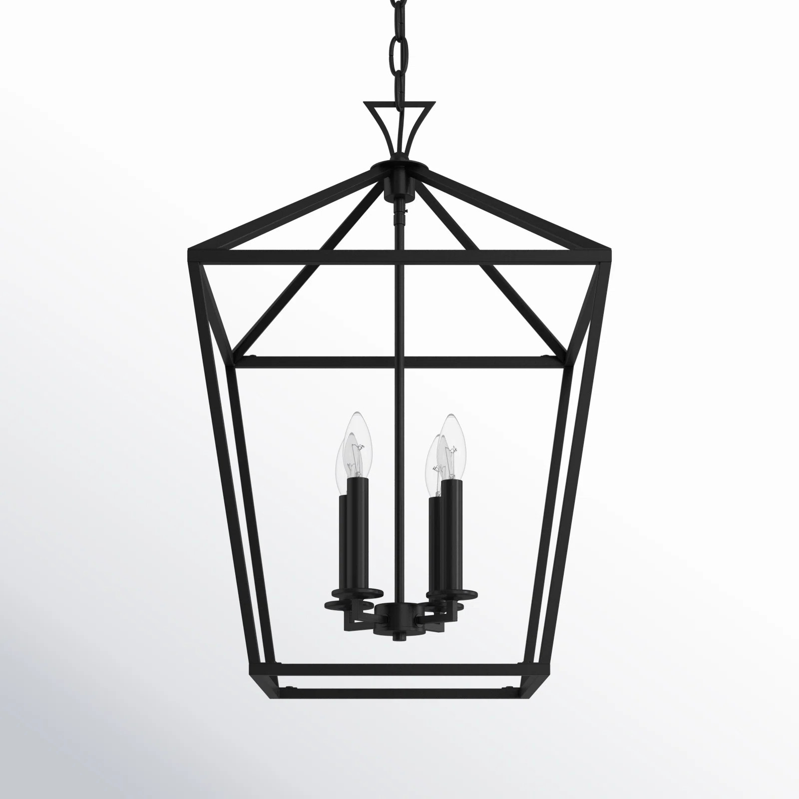 Hastings 4 - Light Lantern Geometric Chandelier in Matte Black | Wayfair North America