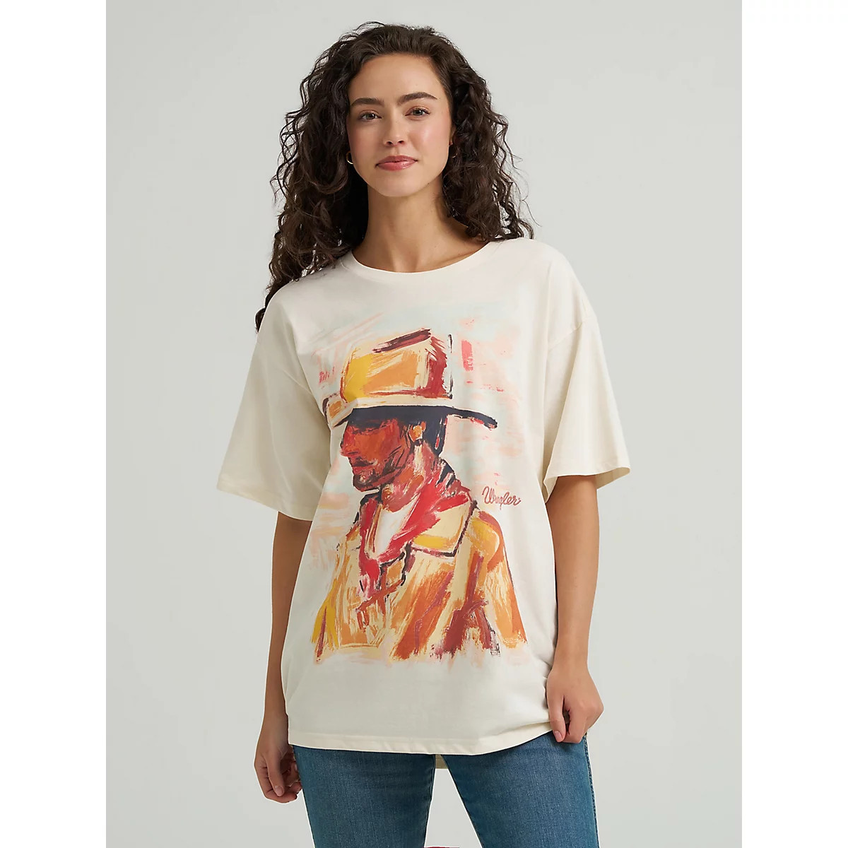 Women's Wrangler Western Graphic Oversized Tee in Painterly White | Wrangler