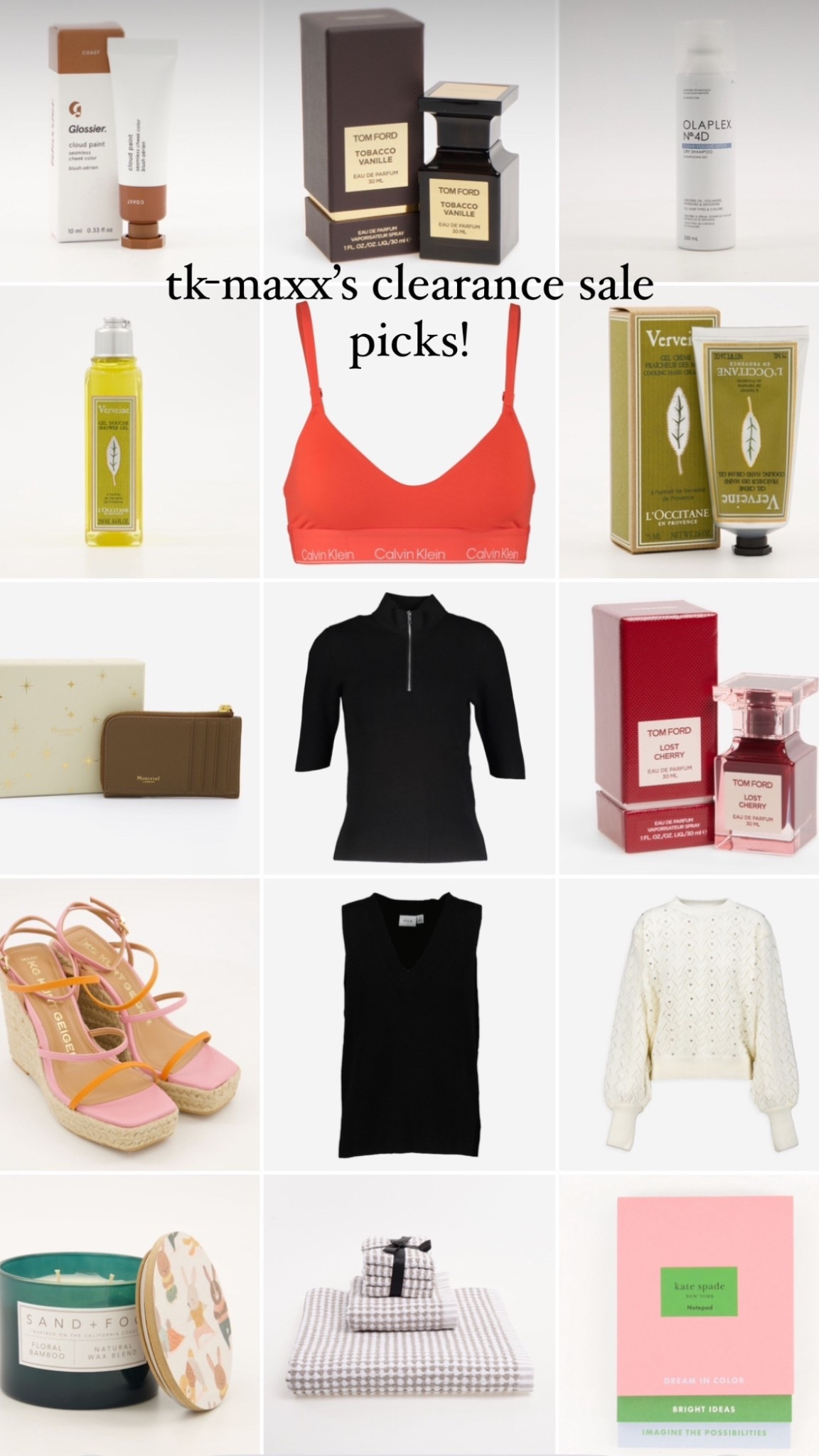 my tk-maxx clearance sale picks! so many great picks for summer and obsessed with the fact that you can get tom ford perfumes on sale!

#LTKsale #LTKspring #LTKAprilSpotlight