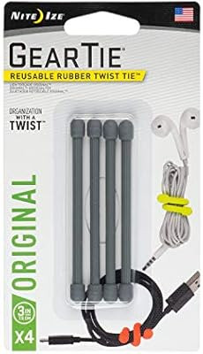 Nite Ize GT3-4PK-09 Original Gear Rubber Twist Tie, 3" - 4-Pack, Charcoal | Amazon (US)