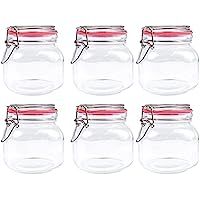 6 Pack Glass Jars with Airtight Lids,Wide Mouth Storage Canister Mason Jars with Clamp Lids for C... | Amazon (CA)