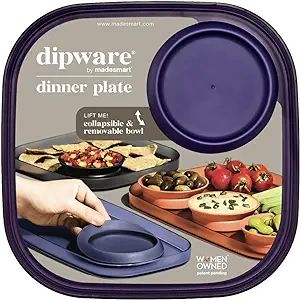 Madesmart dipware Dinner Plate with Collapsible and Removable Dip Bowl for Meals and Appetizers; ... | Amazon (US)
