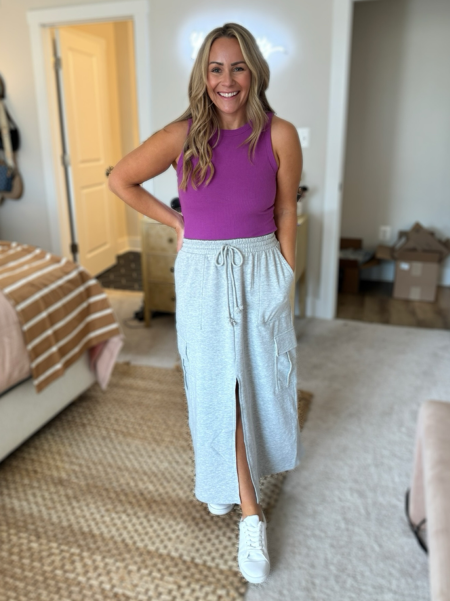 Gray cargo maxi skirt (Large) is SO good!! It’s a must have for your Spring wardrobe ✨ I paired it with a blue tank from Maurices. 

#LTKfindsunder50 #LTKmidsize #LTKstyletip