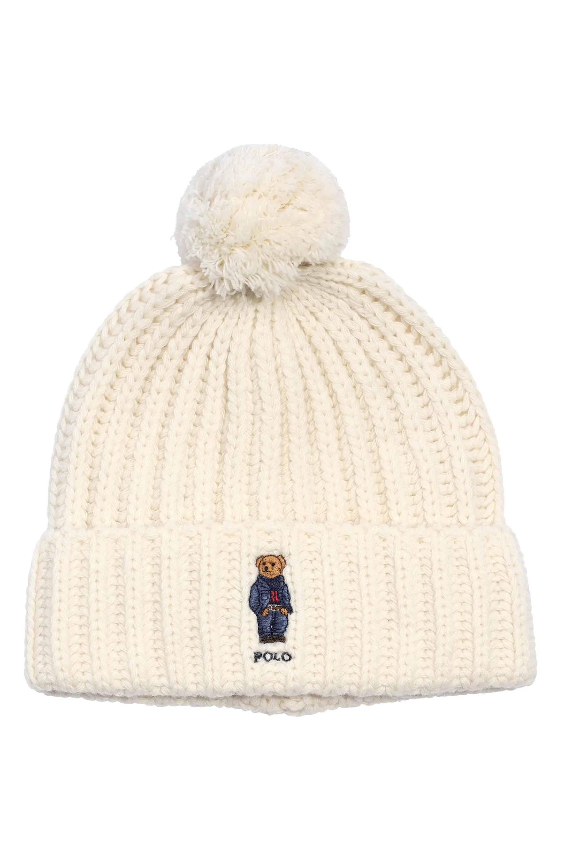 Polo Ralph Lauren Denim Bear Pompom Beanie | Nordstrom | Nordstrom