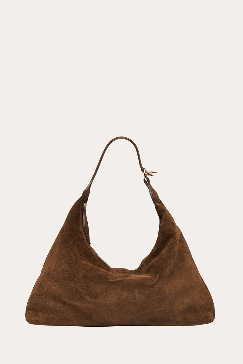 Pillow Shoulder Bag Suede Chestnut | LITTLE LIFFNER