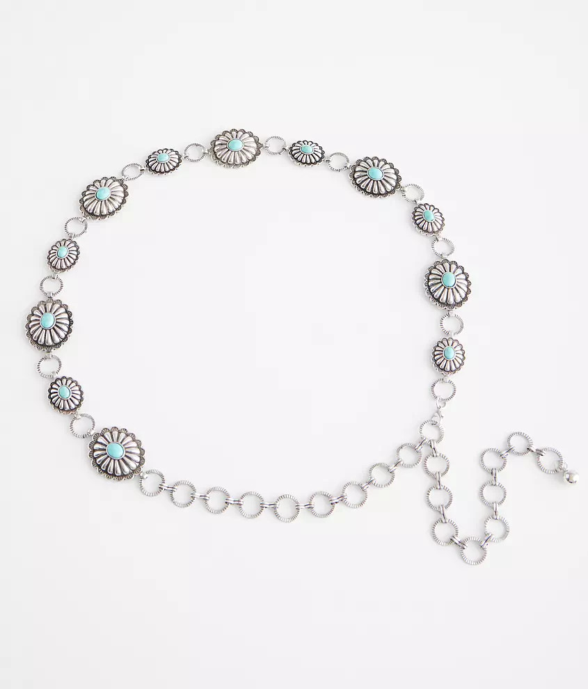 Turquoise Concho Chain Belt | Buckle
