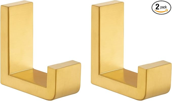 Angle Simple Towel Hook Brushed Gold 2 Pack, 304 Stainless Steel Robe Hook for Bathroom | Amazon (US)