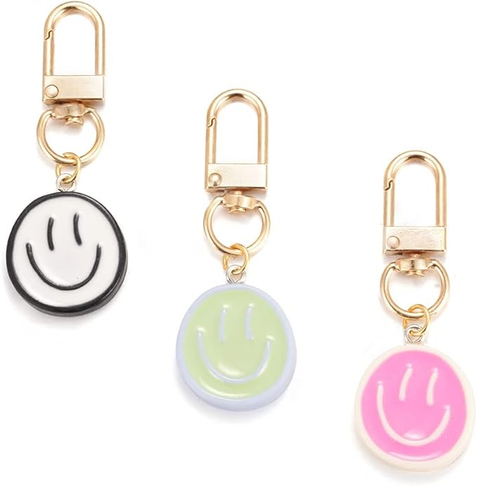 Cute Keychain for Women 3pcs Set Small White Pink Black Green Happy Expression Car Keys Ring Acce... | Amazon (US)
