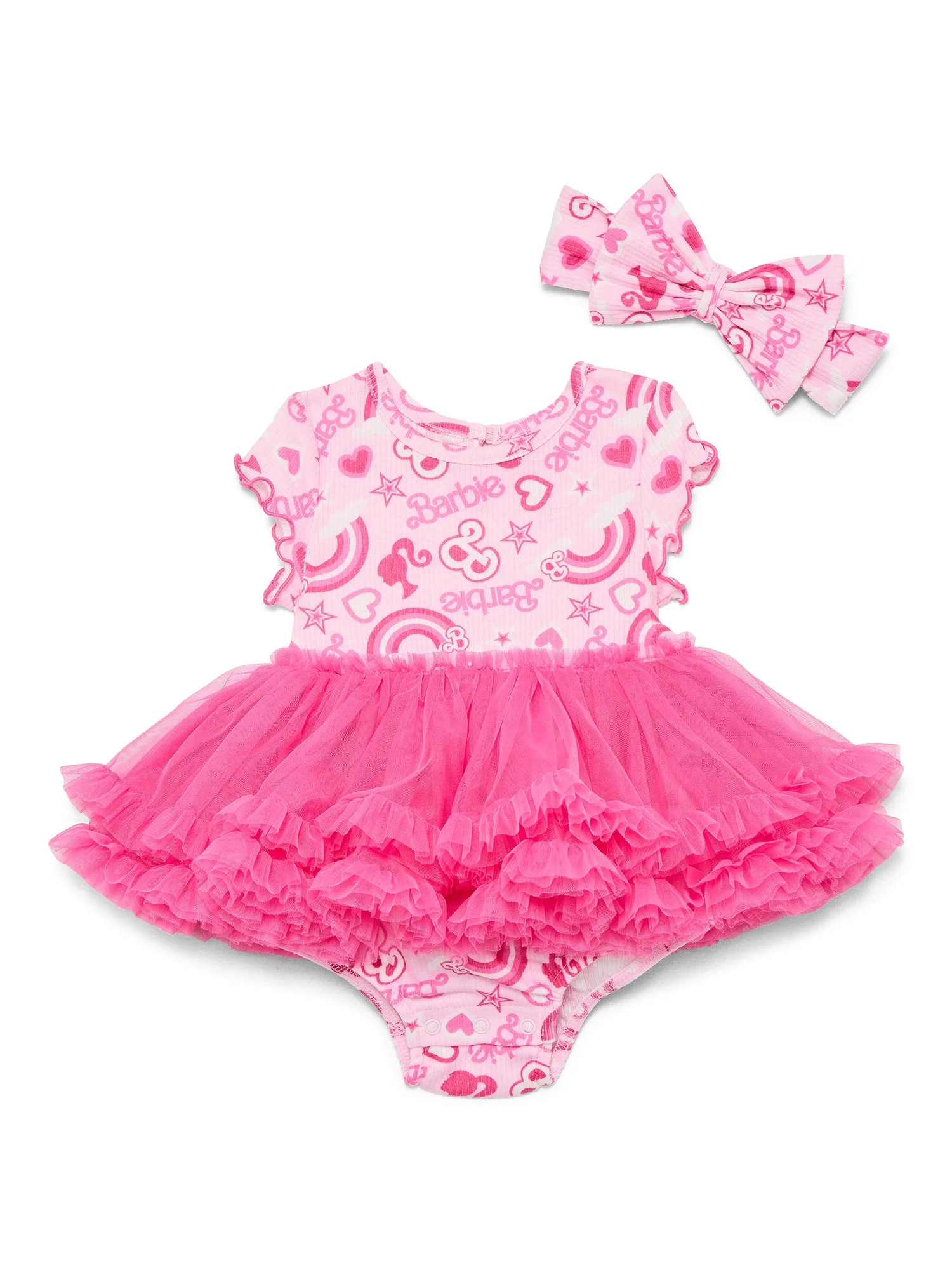 Barbie Baby Girls Tutu Bodysuit with Matching Headband, 2-Piece, Sizes 0/3M-24M | Walmart (US)