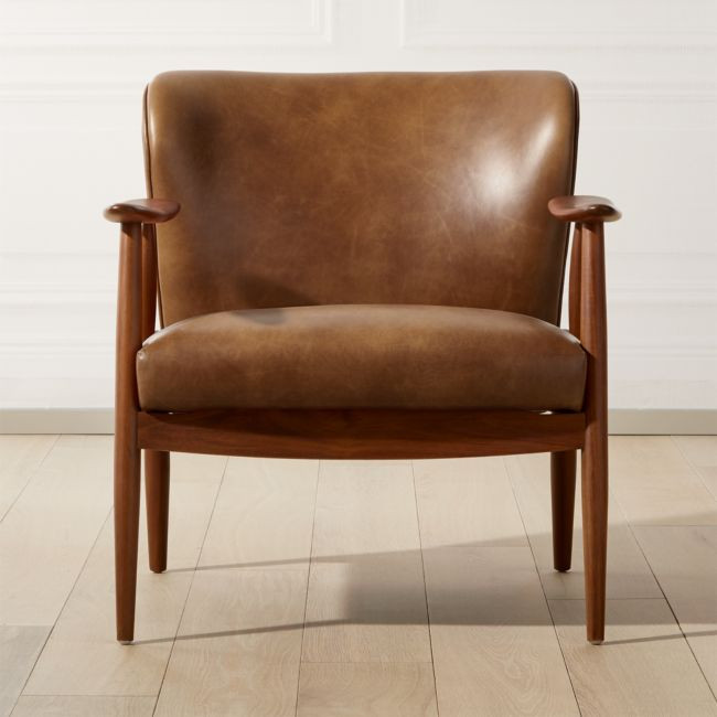 Troubadour Saddle Leather Wood Frame Chair | CB2