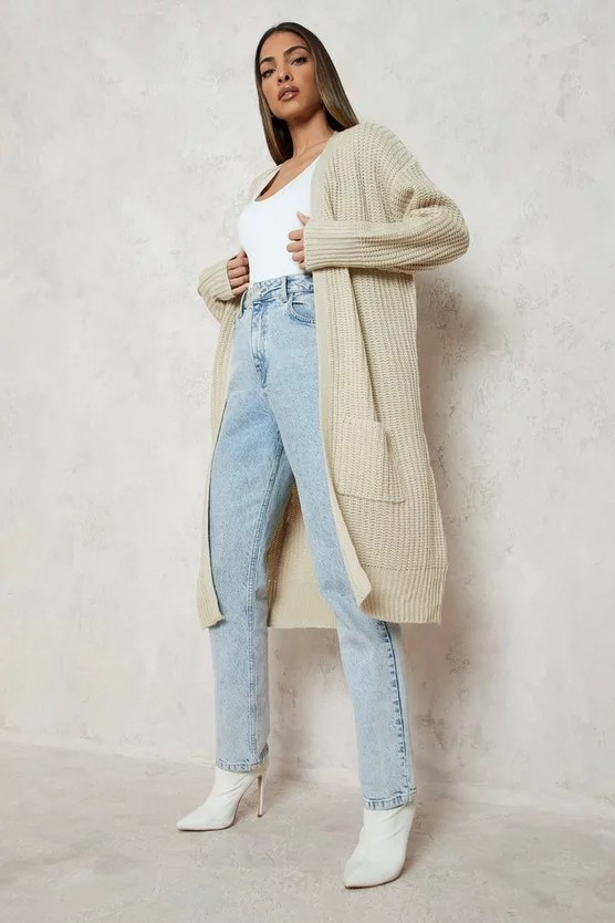 Fisherman Edge To Edge Boyfriend Cardigan | Boohoo.com (US & CA)