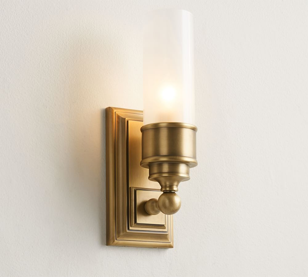 Tumbled Brass Sussex Single Tube Sconce | Pottery Barn (US)