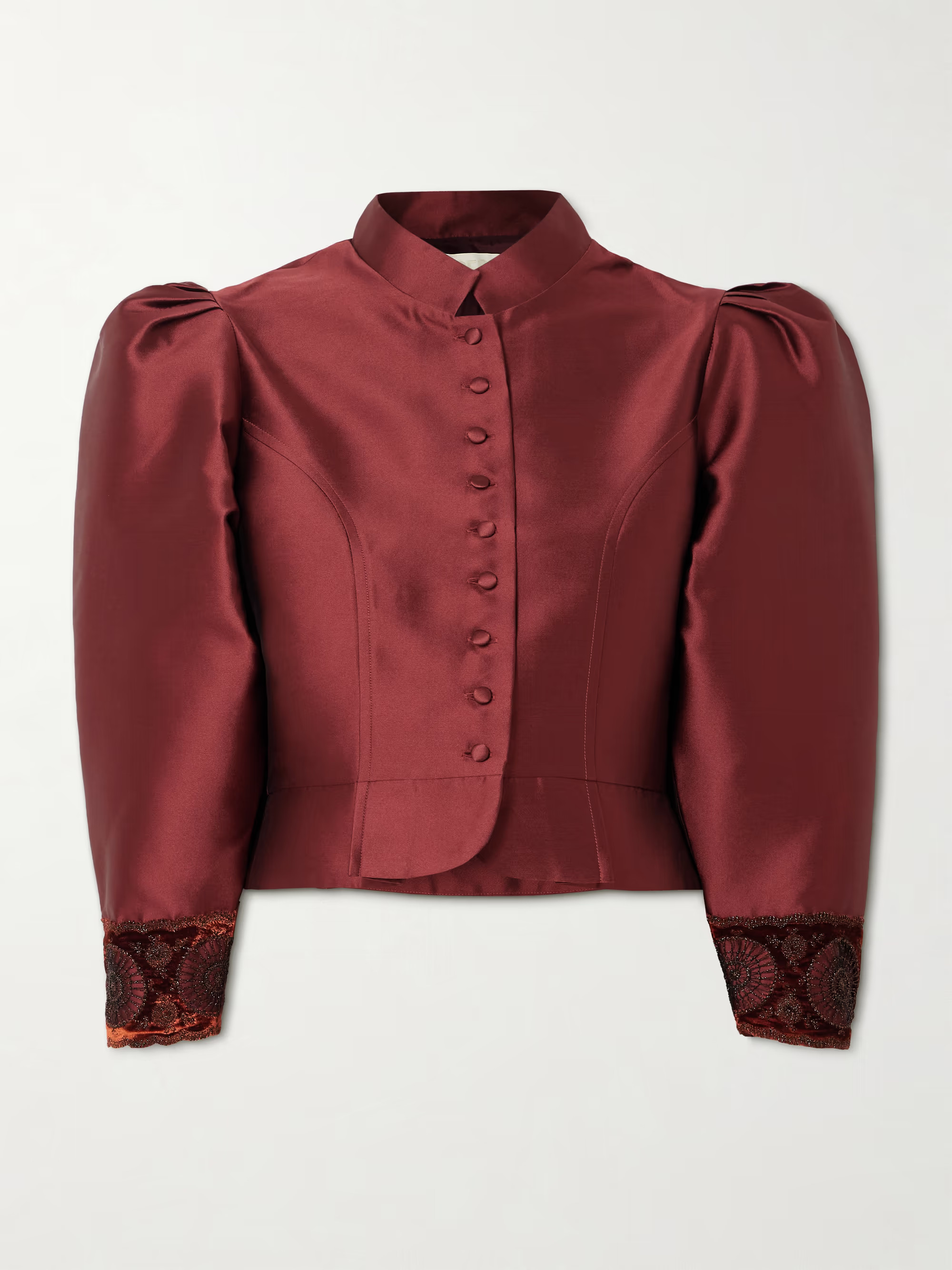 Amoako cropped embellished velvet-trimmed faille jacket | NET-A-PORTER (US)