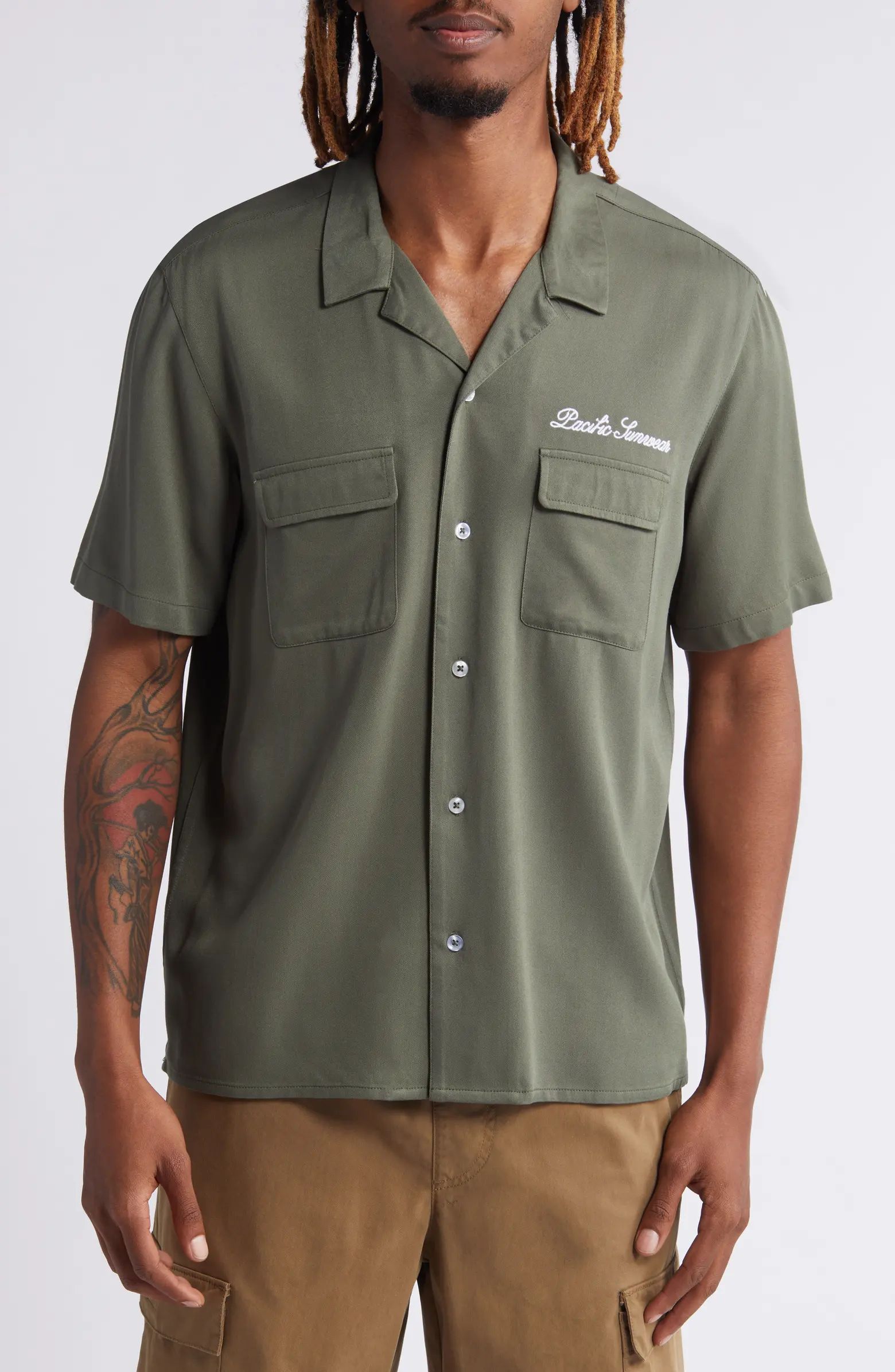 PacSun Logo Embroidered Camp Shirt | Nordstrom | Nordstrom