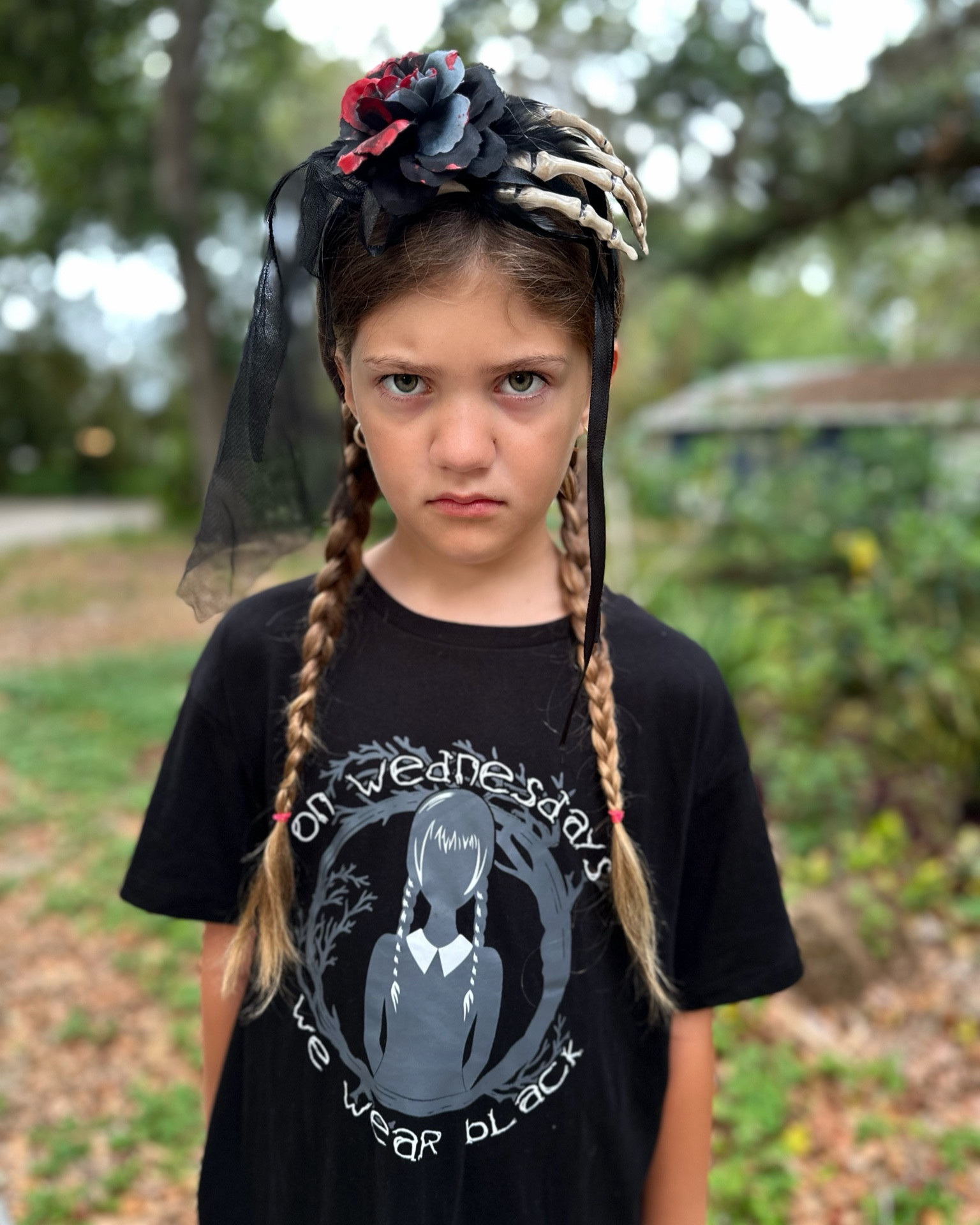 Forget pink, on Wednesdays this October girl wears black. 💀 

#wednesday #girlsfashion #graphictee 

#LTKKids