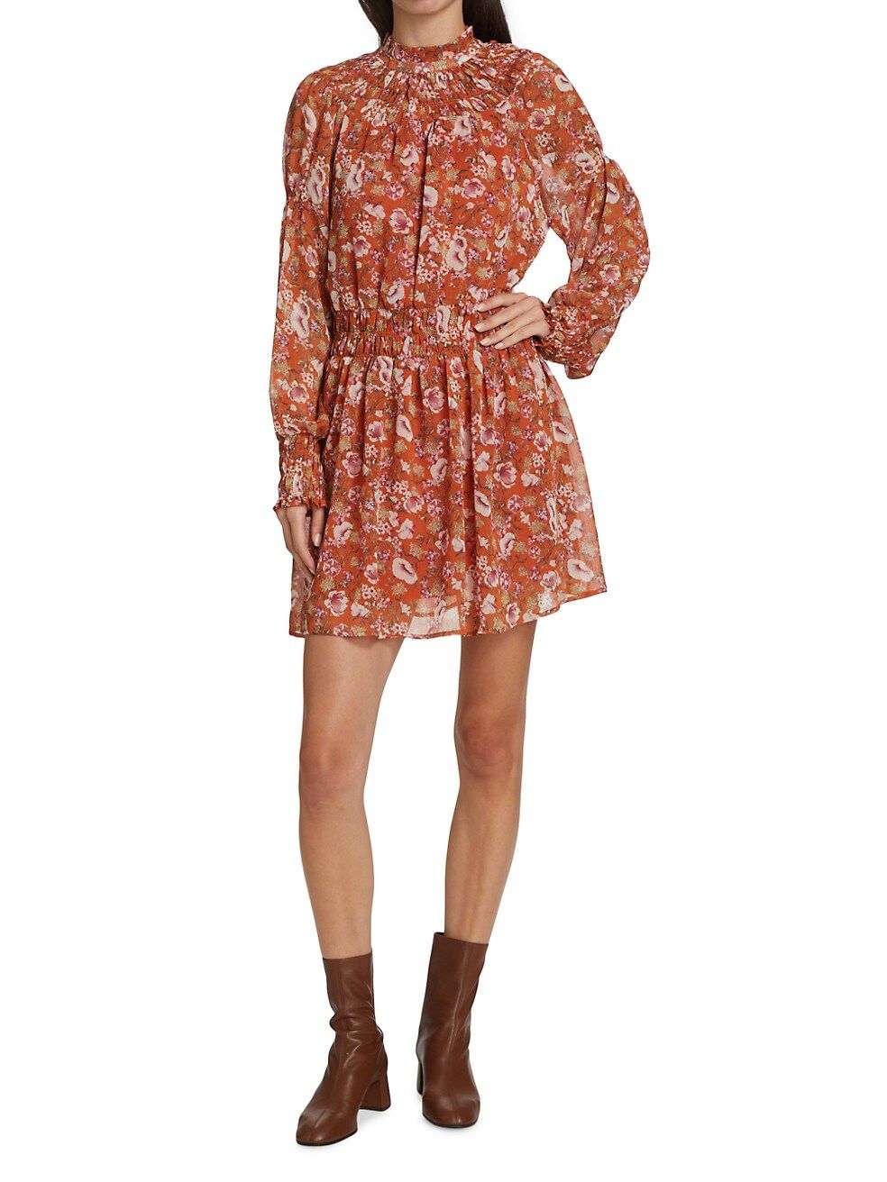 Smocked Floral Print Mini Dress | Saks Fifth Avenue